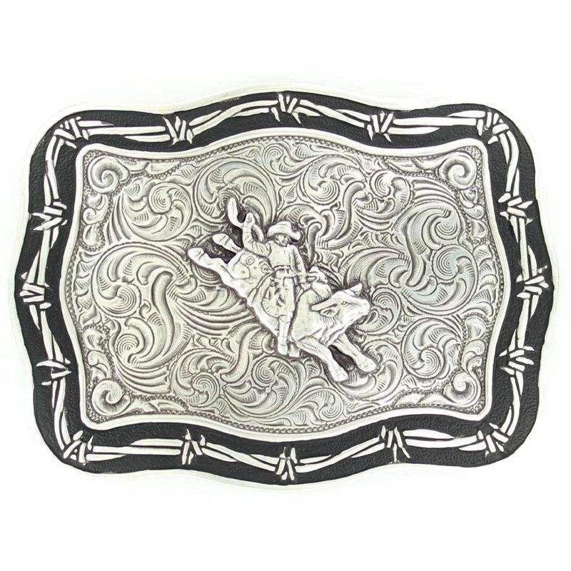 M&F Silver And Black Bull Rider Buckle 3 M&F Silver And Black Bull Rider Buckle