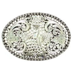 M&F Horse With Rhinestones Oval Buckle