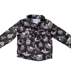 Shea Baby Boys Black Cowboy Print Pearl Snap Shirt