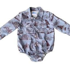 Shea Baby Farm Print Pearl Snap Onesie