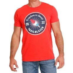 Cinch Men's Camp Trailblazer Red Pop Graphic Short Sleeve T-Shirt