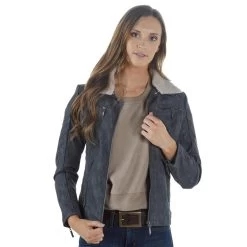 Montanaco Women's Faux Leather Grey Jacket