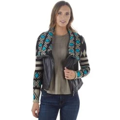 Montanaco Women's Aztec Faux Leather Jacket