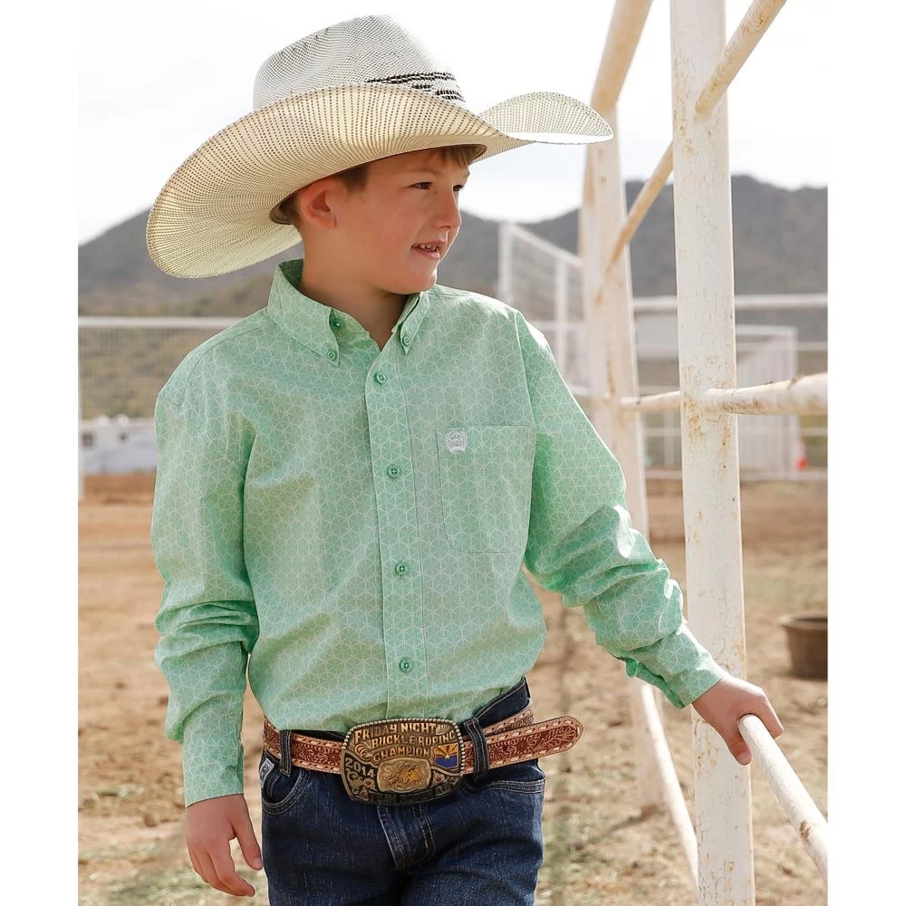Cinch Boy's Geometric Print Button-Down Western Shirt 3 Cinch Boy's Geometric Print Button-Down Western Shirt
