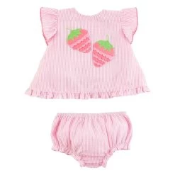 Mud Pie Strawberry Baby Pinafore Set