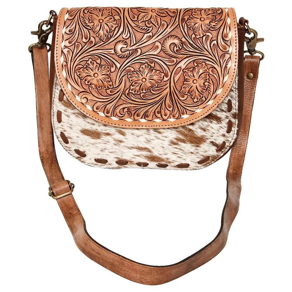 American Darling Tooled Leather And Cowhide Purse 3 American Darling Tooled Leather And Cowhide Purse