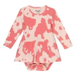 Wrangler Toddler Girl's Peach Cow Print Onesie