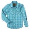 Wrangler Boy's Retro Teal Plaid Shirt 2 Wrangler Boy's Retro Teal Plaid Shirt -HORSE TACK Store 162514 default l