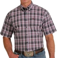 Cinch Men's Plaid Short Sleeve Button Down