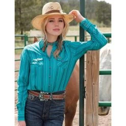 Cinch Womens Womens Long Sleeve Stripe