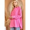Andrée Women's Pink Oversized Button Top