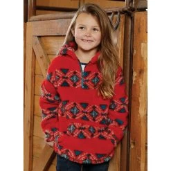 Cruel Girl Printed Highpile Fleece Red Pullover