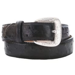 Men's Tony Lama Black Ostrich Dress Belt