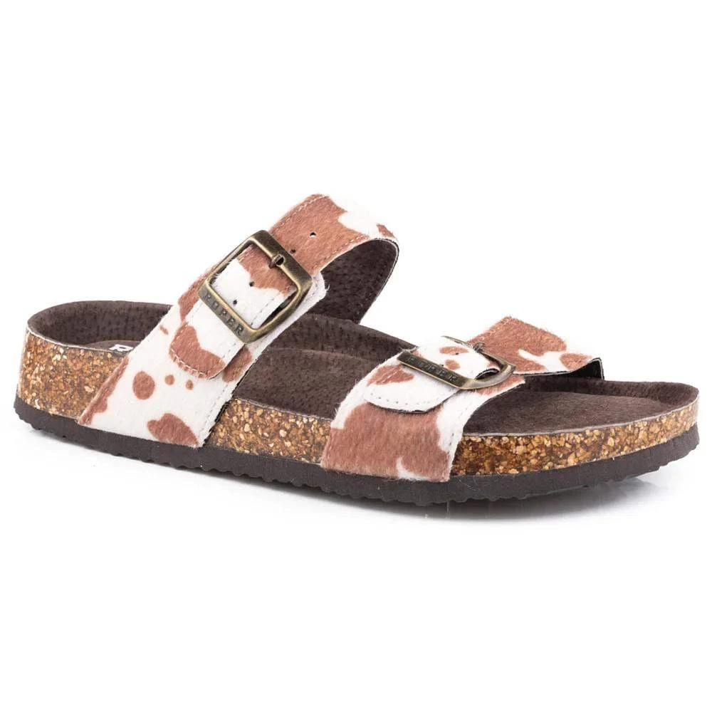 Roper Footwear Women's Jezebel Cow Print Hair On Hide Slide Sandal 3 Roper Footwear Women's Jezebel Cow Print Hair On Hide Slide Sandal