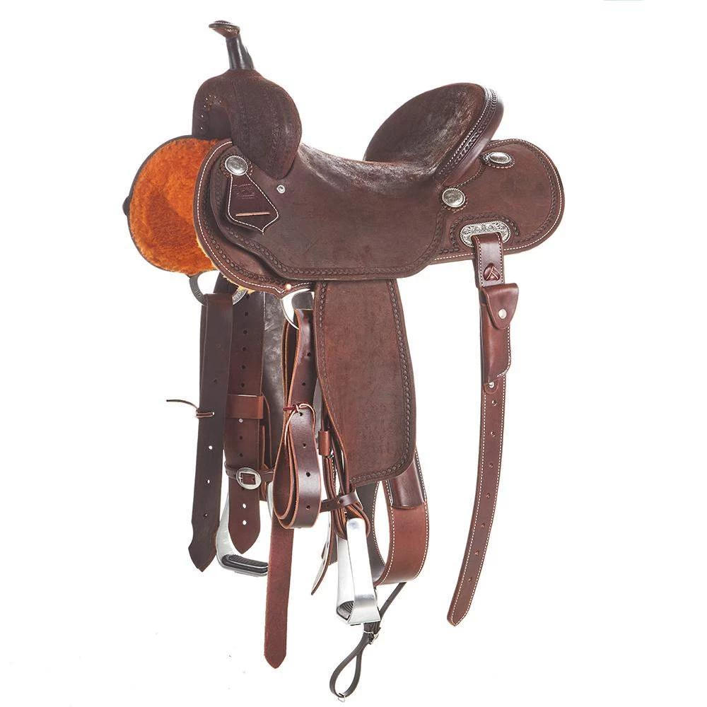 Burns Saddlery 14 Inch 20FD Chocolate Roughout Barrel Saddle 3 Burns Saddlery 14 Inch 20FD Chocolate Roughout Barrel Saddle