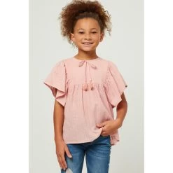 Hayden Girl's Mauve Flutter Sleeve Top