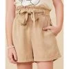 Hayden Girl's Taupe Paper Bag Shorts -HORSE TACK Store 165133 default l