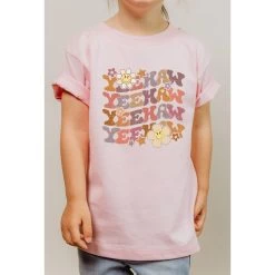 Kids Kissed Apparel Girl's Yee Haw Floral Pink Tee