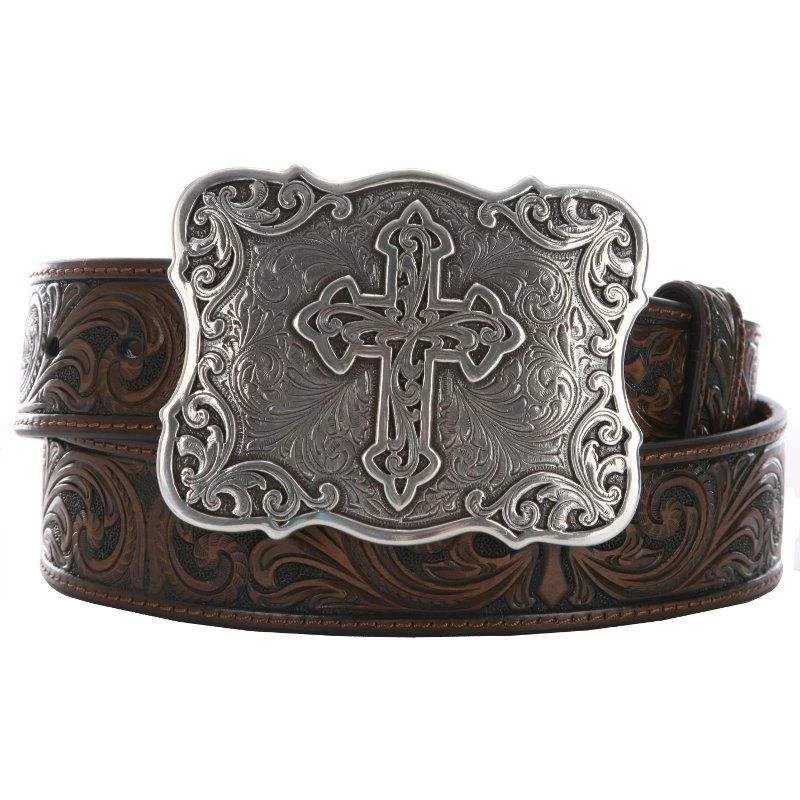 M&F Ladies Brown Embossed Cross Belt 3 M&F Ladies Brown Embossed Cross Belt
