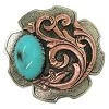 NRS Turquoise Stone Silver And Copper Scroll Saddle Concho Set -HORSE TACK Store 233255 746746