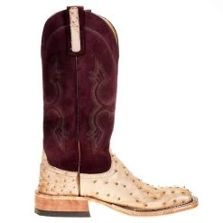 Anderson Bean Women's Tan Full Quill 13in. Burgundy Suede Cowgirl Boot -HORSE TACK Store 330764 4