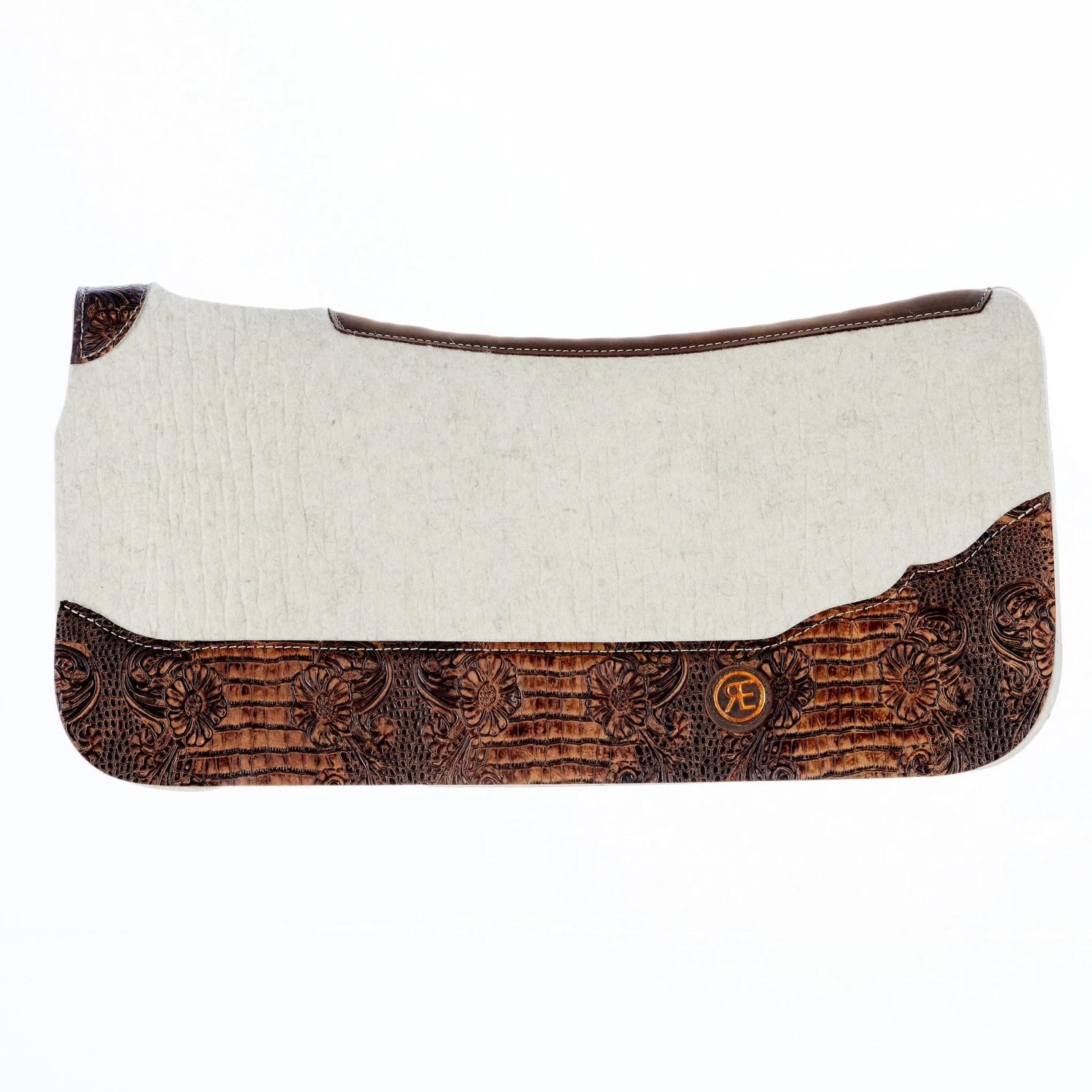 Reinsman 3/4 Inch APEX Performance Contour Felt Saddle Pad With Brown Crocodile Wear Leathers 4 Reinsman 3/4 Inch APEX Performance Contour Felt Saddle Pad With Brown Crocodile Wear Leathers - Image 2