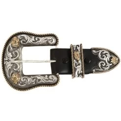Montana Silversmiths Floral Two Tone Buckle Set
