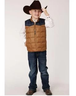 Roper Boys Brown Puffer Vest -HORSE TACK Store 51exyTMLQ4L
