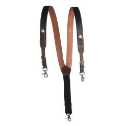 Men's M&F Western Gallus Ostrich Print Black/Tan Suspenders