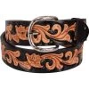 Double J Hand-Tooled Floral Black Dyed Belt 1 Double J Hand-Tooled Floral Black Dyed Belt -HORSE TACK Store 76 default l