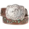 Boys Brown Belt With Turquoise Inlay Scroll -HORSE TACK Store 92465 default l