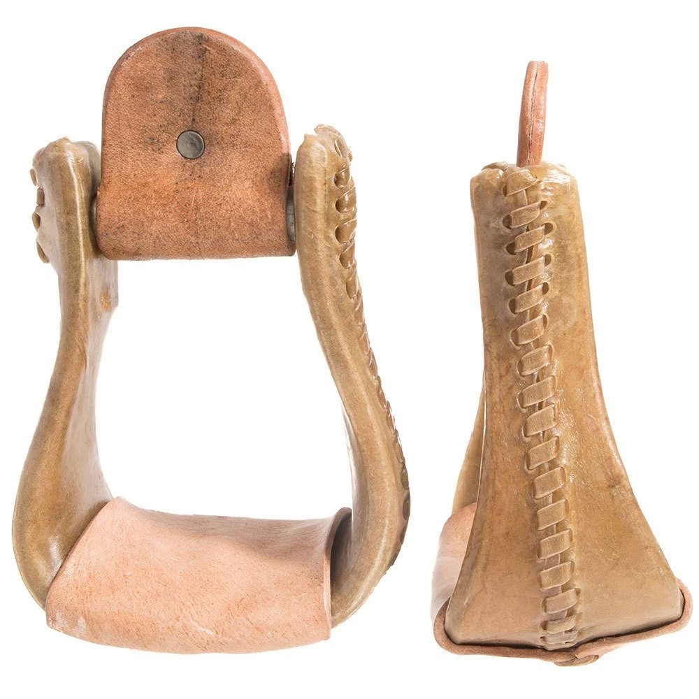 NRS Kids Rawhide Covered Bell Stirrups 3 NRS Kids Rawhide Covered Bell Stirrups