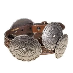 Women's Brown Tooled Leather Concho Belt -HORSE TACK Store A1530508 1