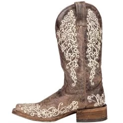 Corral Women's Brown Crater Bone Embroidery Cowgirl Boots -HORSE TACK Store A2663 3