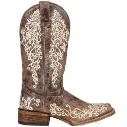 Corral Women's Brown Crater Bone Embroidery Cowgirl Boots -HORSE TACK Store A2663 5
