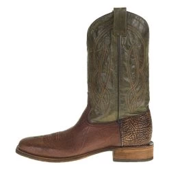 Corral Mens Brown Bull Shoulder Green Top Sq Toe Boot -HORSE TACK Store A3922 2