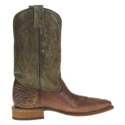 Corral Mens Brown Bull Shoulder Green Top Sq Toe Boot -HORSE TACK Store A3922 4