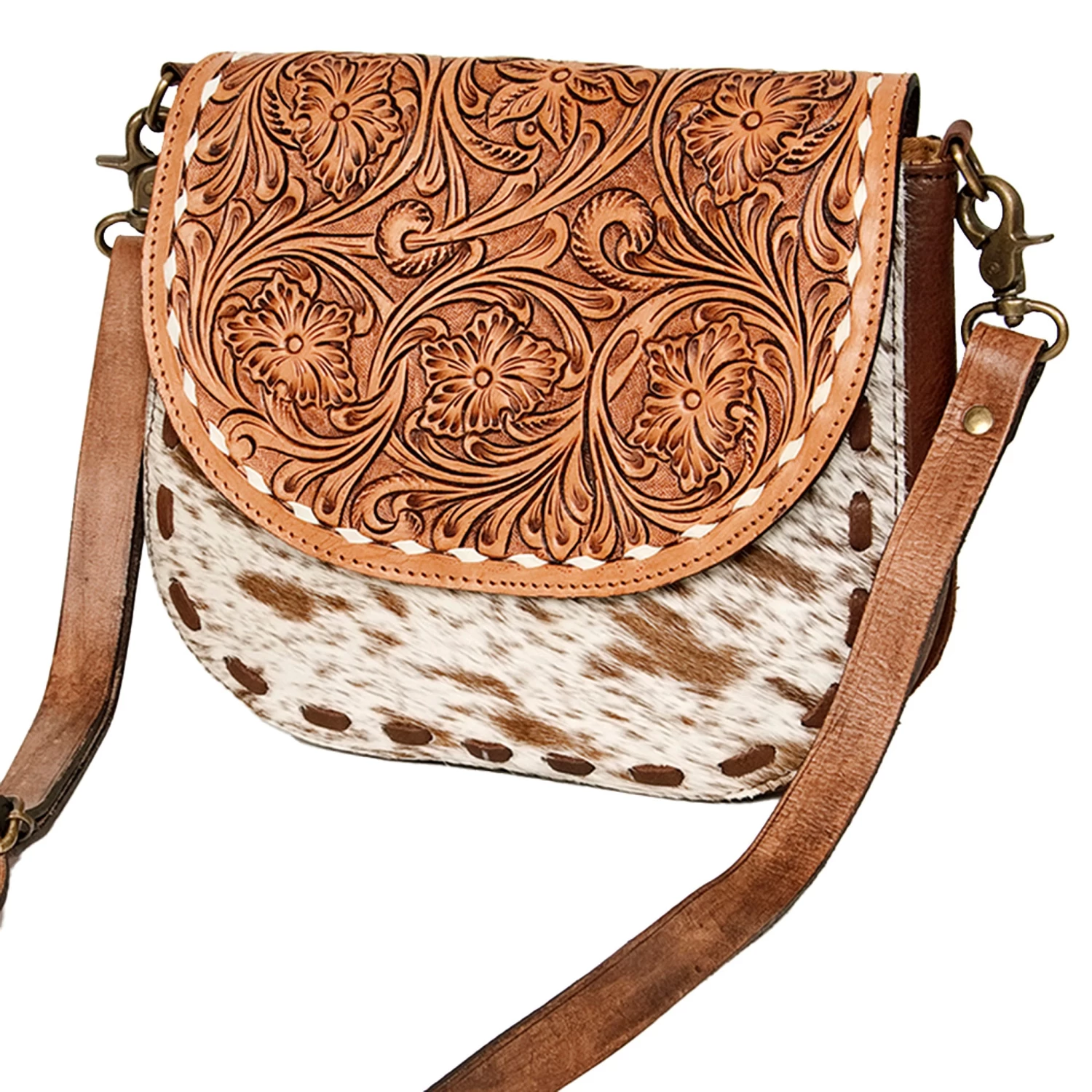 American Darling Tooled Leather And Cowhide Purse 4 American Darling Tooled Leather And Cowhide Purse - Image 2