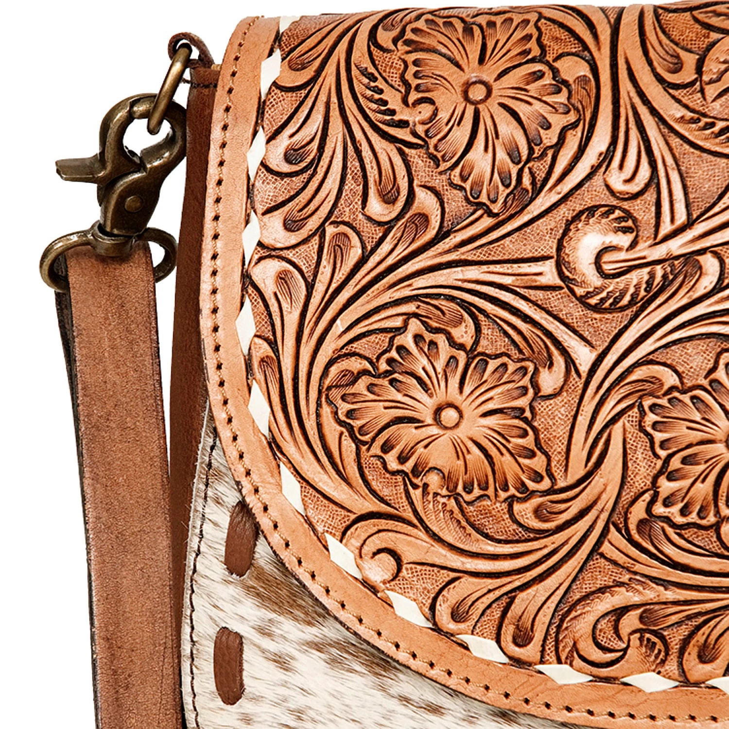 American Darling Tooled Leather And Cowhide Purse 5 American Darling Tooled Leather And Cowhide Purse - Image 3