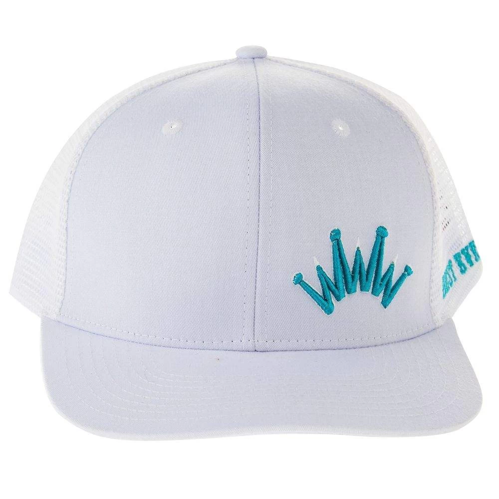Best Ever Pads Saddle Turquoise Embroidered Crown White Mesh Back Trucker Cap 4 Best Ever Pads Saddle Turquoise Embroidered Crown White Mesh Back Trucker Cap - Image 2