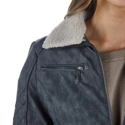 Montanaco Women's Faux Leather Grey Jacket -HORSE TACK Store BF19278 GRY 03