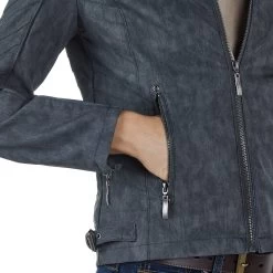 Montanaco Women's Faux Leather Grey Jacket -HORSE TACK Store BF19278 GRY 04