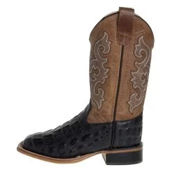 Old West Kids Old West Black Horn Back Gator/Tan Fry Cowboy Boots -HORSE TACK Store BSC1829 2