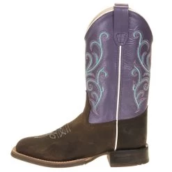 Old West Kids Purple Top Brown Foot Cowgirl Boots -HORSE TACK Store BSC1907 2