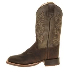 Old West Youth Green Waxy Top Brown Foot Cowboy Boots -HORSE TACK Store BSC1915 21