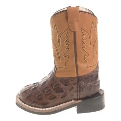 Old West Boys Toddler Brown Horn Back Gator Tan Canyon Cowboy Boots -HORSE TACK Store BSI1830 2