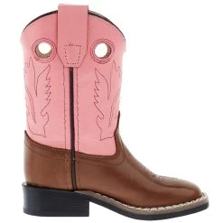 Old West Infant Toddler Tan And Pink Square Toe Cowgirl Boot -HORSE TACK Store BSI1 20839 05