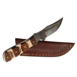 Western Fashion Damascus Mini Stag Wood Handle Knife W/Sheath -HORSE TACK Store DM 1109 2