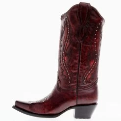 Circle G Women's Wine Embroidery 13 Top Snip Toe Boot -HORSE TACK Store L2067 03