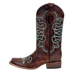 Circle G Women`s Brown W/Turq Stitching 11in Top Boot Western Boot -HORSE TACK Store L5640 9837